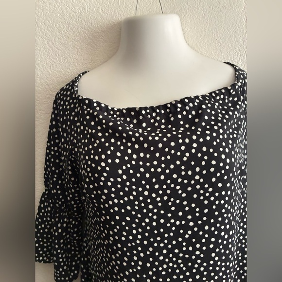 Lauren Ralph Lauren Black and White Dotted Off-Shoulder Sheath Dress 14 - Picture 4 of 14